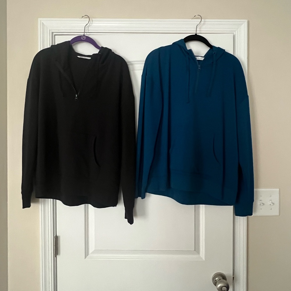 DSG Black and Teal 1/4 zip Hoodies for women, size M